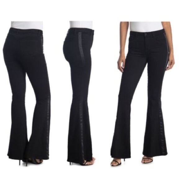 L'AGENCE BRAND NEW 'THE SOLANA' BLACK FLARED TUXEDO STRIPED JEANS SIZE 28 NWOT - Picture 4 of 13